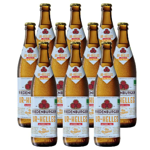 Produktfoto zu Kiste Riedenburger Helles alkoholfrei 10x0,5L