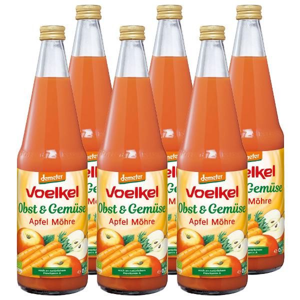 Produktfoto zu Kiste Voelkel Apfel Möhren Saft 6x0,7L