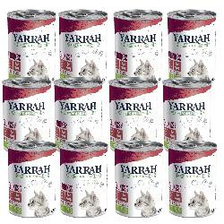 Produktfoto zu Yarrah Katzen Chunks Huhn und Rind 12x405g