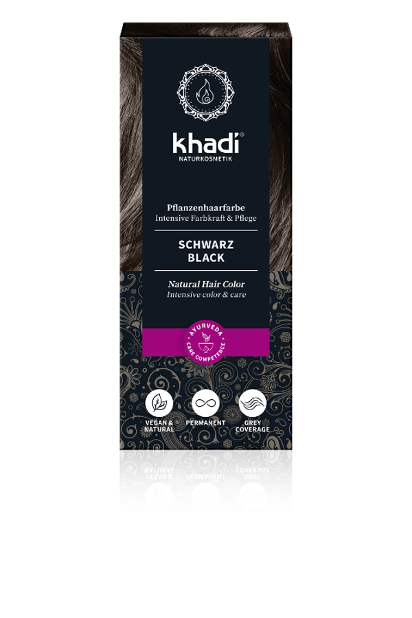 Produktfoto zu Khadi Pflanzenhaarfarbe Schwarz 100g