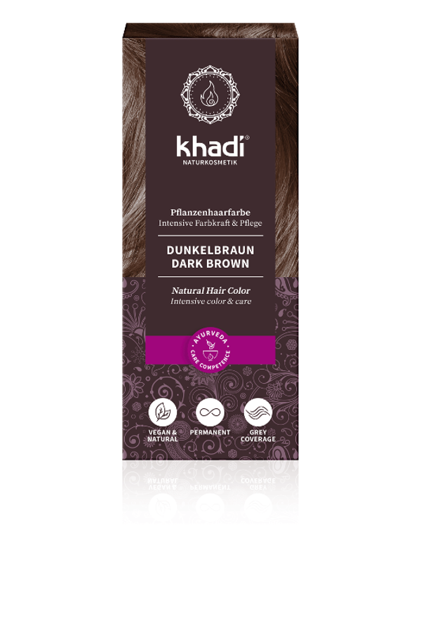 Produktfoto zu Khadi Pflanzenhaarfarbe Dunkelbraun 100g