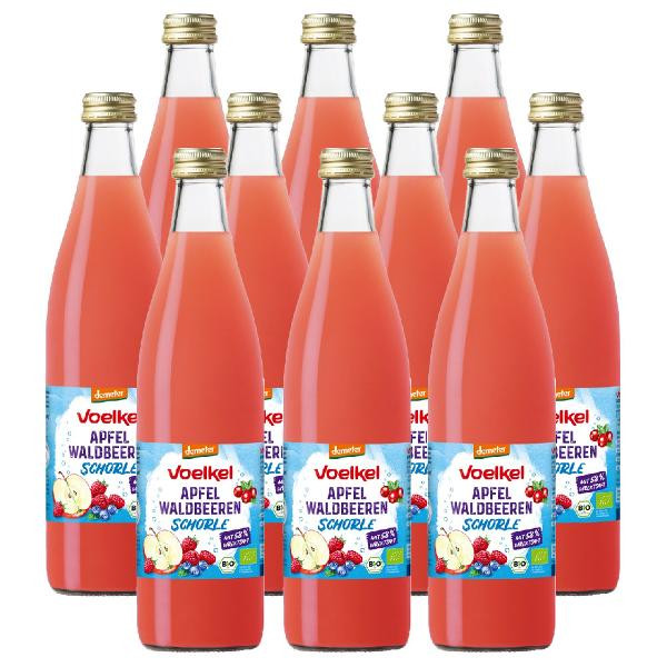 Produktfoto zu Kiste Voelkel Apfel Waldbeeren Schorle 10x0,5L