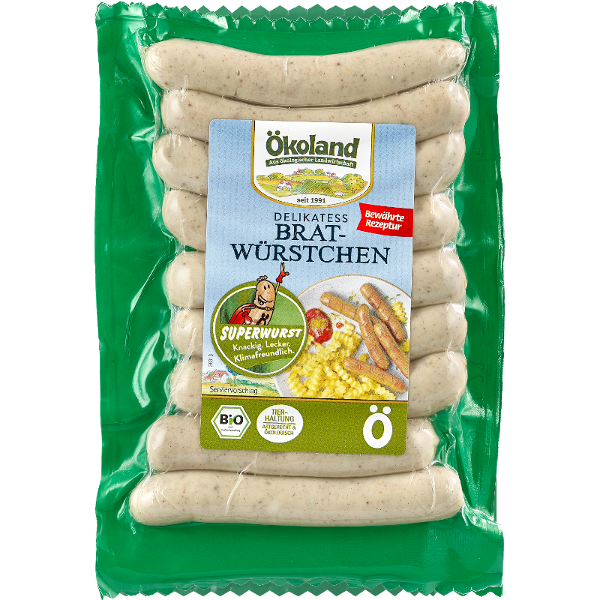 Produktfoto zu Ökoland 9 Delikatess-Bratwürstchen 180g