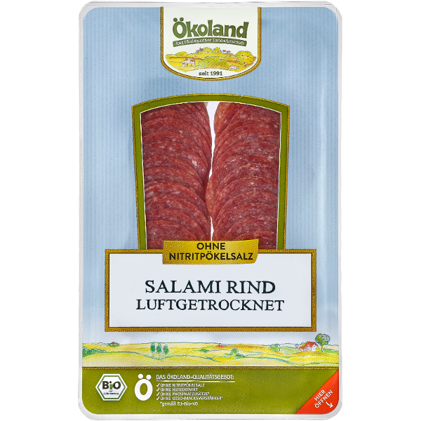 Produktfoto zu Ökoland Rindersalami geschnitten 80g