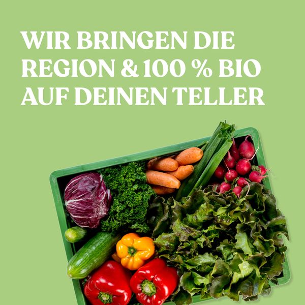 Ökokiste mit Bio-Obst und Gemüse