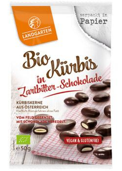 Produktfoto zu Landgarten Kürbiskerne in Zartbitter Schokolade 50g