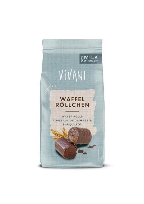 Produktfoto zu Vivani Vollmilch Waffelröllchen 125g