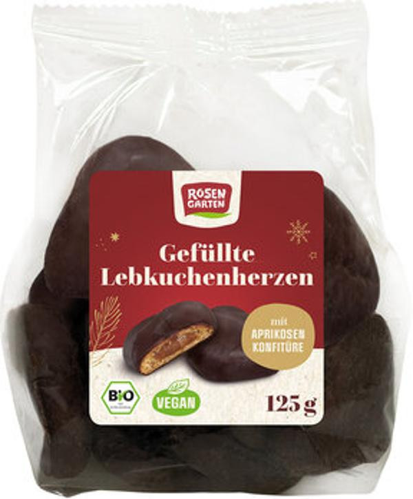 Produktfoto zu Rosengarten Lebkuchenherzen gefüllt 125g