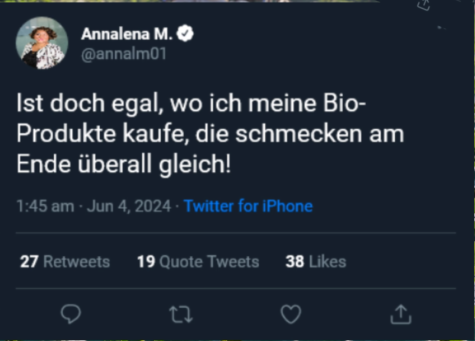 Grüne Farbkachel mit Text: Ist doch egal, wo ich meine Bio-Produkte kaufe...