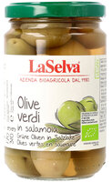 Grüne Oliven mit Stein in Salzlake